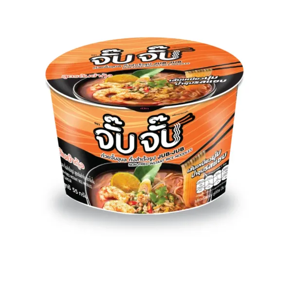 JubJub Non-Fried Chewing Tom Yum Kung Rice Ramen Noodle Soup - 85g , 3 Packs/Bundles | Dakoli