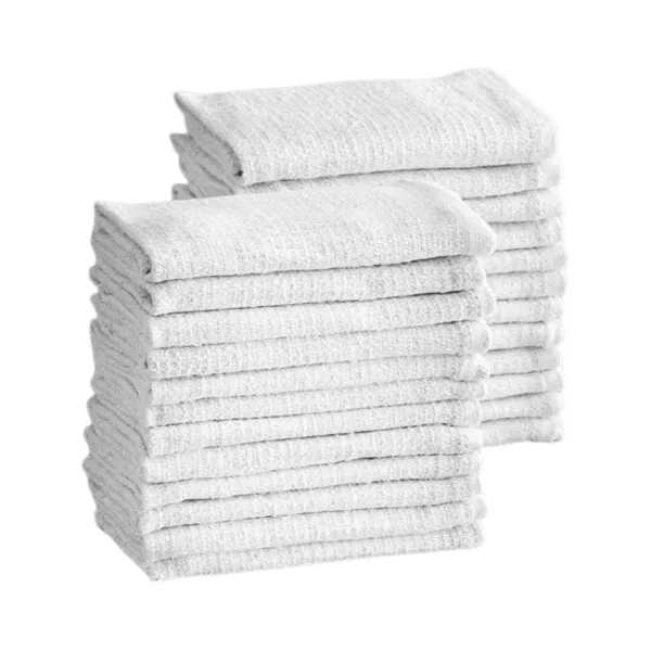 Pinsot Terry Bar Towels - White Cotton Textured - 16" x 19" 24 oz - Case of 100