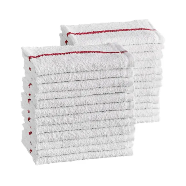 Pinsot Cotton Bar Towels - Size 16" x 19" Red Striped 32 oz - Case of 50 | Dakoli