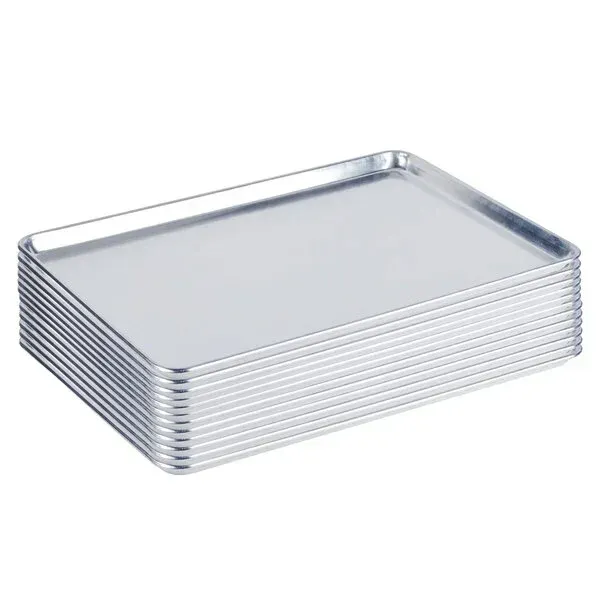 Aluminum Bun Pans, Sheet Pans - Full Size 19 Gauge 18" x 26" Wire in Rim - Case of 12 | Dakoli