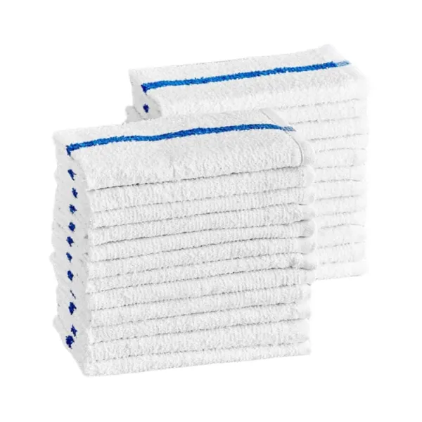 Cotton Bar Towels - Size 16" x 19" Blue Striped 32 oz - Case of 50 | Dakoli