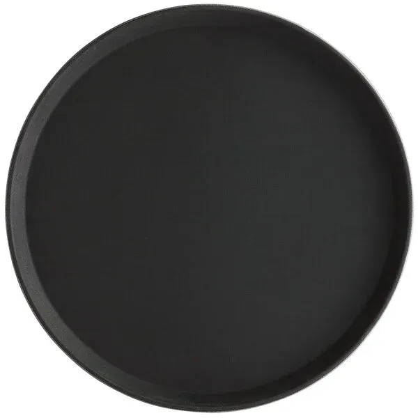 Round Polypropylene Non-Skid Serving Tray, 16" Black - Case of 12