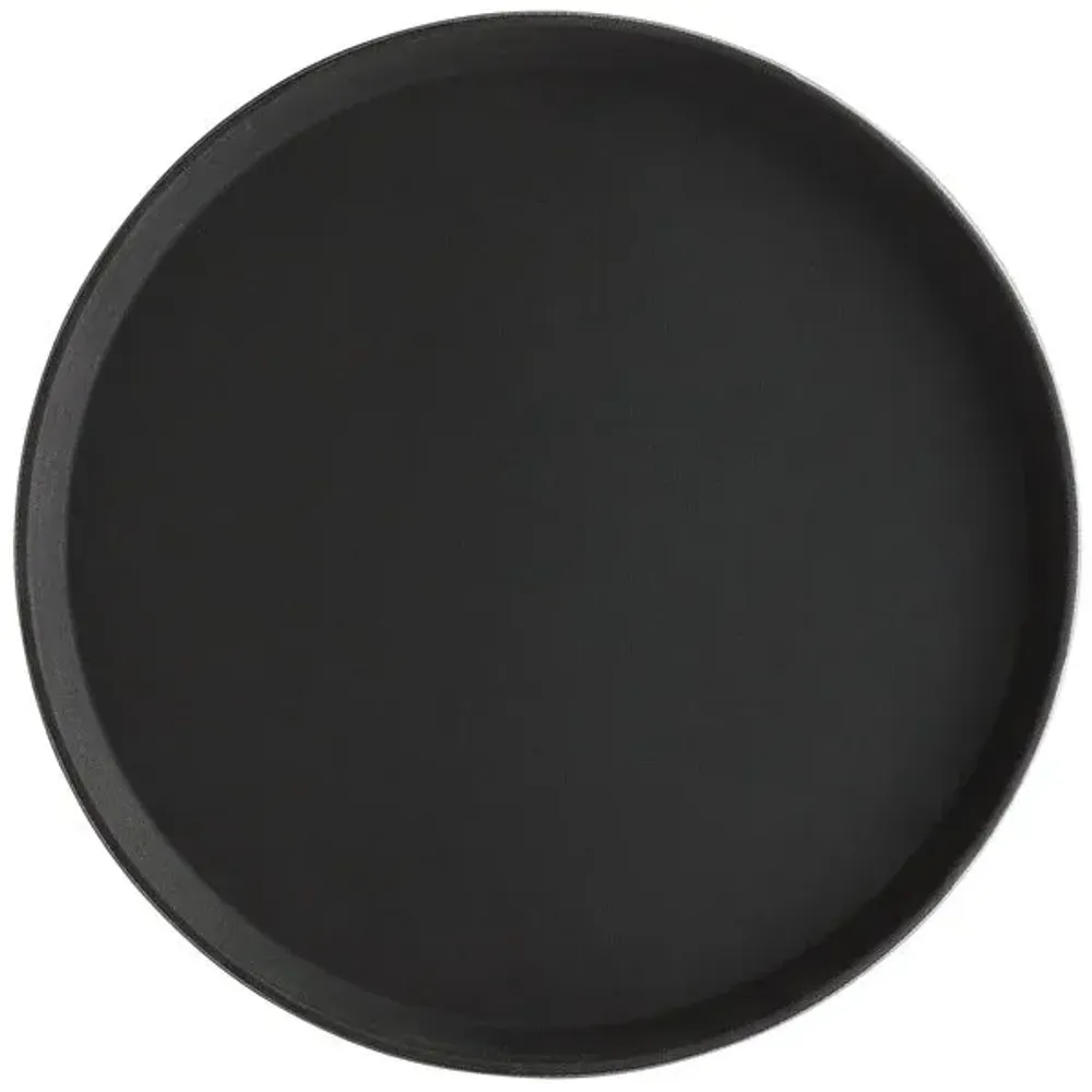 Round Polypropylene Non-Skid Serving Tray, 16" Black - Case of 12